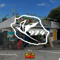 Sticker autocollant carte île de la Réunion 974